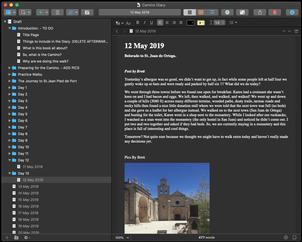 Camino Diary Screenshot.